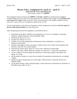 Physics E1bx: Assignment for April 14 &ndash; April 21
