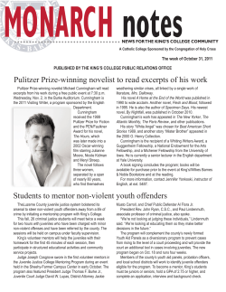 Pulitzer Prize-winning novelist to read excerpts of his work Students