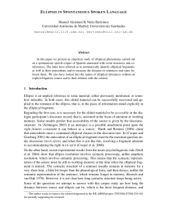 ELLIPSIS IN SPONTANEOUS SPOKEN LANGUAGE Manuel