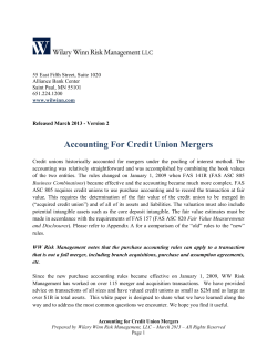 Accounting For Credit Union Mergers