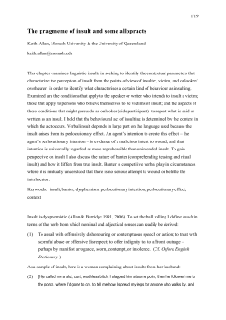 The pragmeme of insult and some allopracts