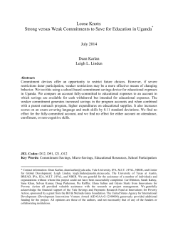 Strong versus Weak Commitments to Save for Education in Uganda