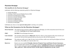 Physician Mortgage What are the Parameters for the Physician