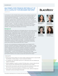 multiemployer pension reform act of 2014: a catalyst for