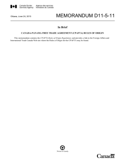 Memorandum D11-5-11, Canada-Panama Free Trade Agreement