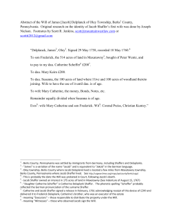 Abstract of the Will of James [Jacob] Delplanck of