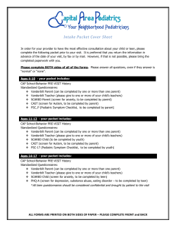 Intake Packet Cover Sheet