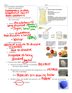 Aim #27- Solutions and Solubility 1. What is a solution?