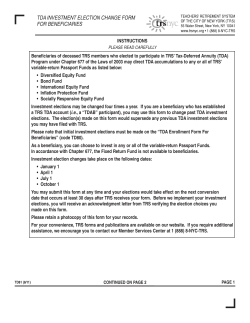 TDA Investment Election Change Form (for Beneficiaries) (code TD81)