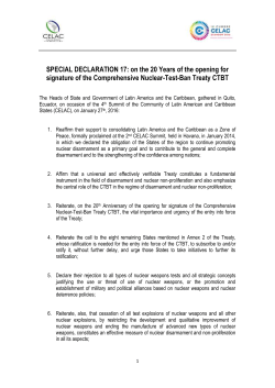 SPECIAL DECLARATION 17: on the 20 Years of the opening for