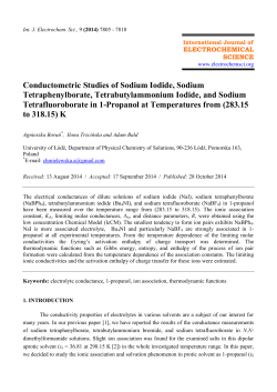 Conductometric Studies of Sodium Iodide, Sodium