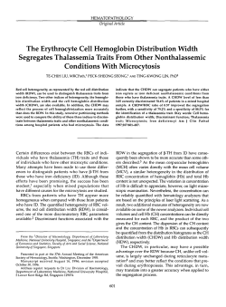 HEMATOPATHOLOGY Original Article T he E rythrocyte C ell H