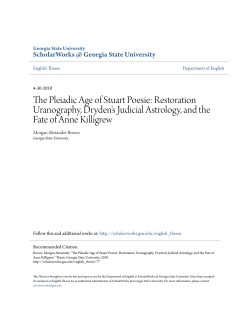 The Pleiadic Age of Stuart Poesie - ScholarWorks @ Georgia State