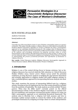 Persuasive Strategies in a Chauvinistic Religious Discourse: The