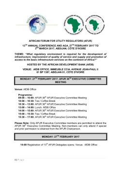 Programme of Events for 13th AFUR Conference