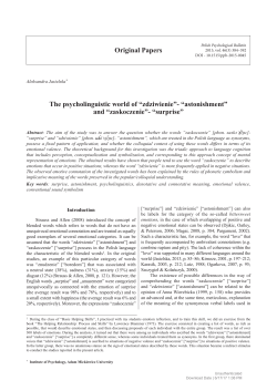 The psycholinguistic world of “zdziwienie”