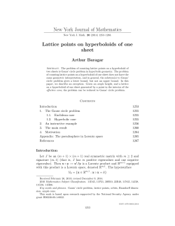 New York Journal of Mathematics Lattice points on hyperboloids of