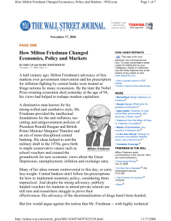 How Milton Friedman Changed Economics, Policy and Markets