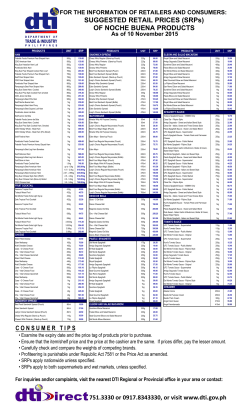 SUGGESTED RETAIL PRICES (SRPs) OF NOCHE BUENA