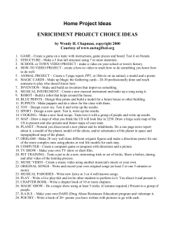 Home Project Ideas ENRICHMENT PROJECT CHOICE IDEAS