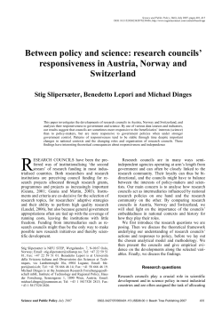 Between policy and science: research councils` responsiveness in