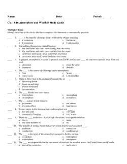 Ch. 15-16 Atmosphere and Weather Study Guide