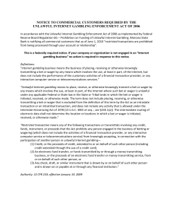 Commercial Customer Internet Gambling Notice