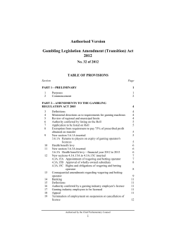 Authorised Version Gambling Legislation Amendment (Transition