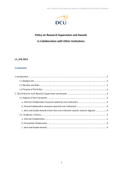 Policy on Research Supervision and Awards in Collaboration