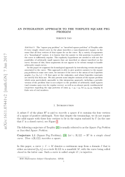 An integration approach to the Toeplitz square peg problem