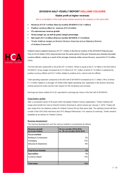 2015/2016 HALF-YEARLY REPORT HOLLAND COLOURS