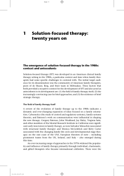 1 Solution-focused therapy: twenty years on