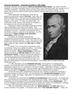 American Biography &ndash; Alexander Hamilton (1755