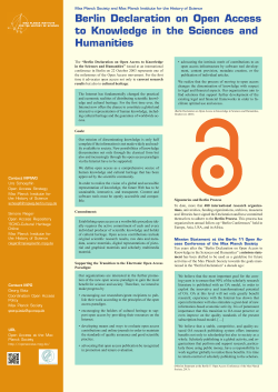 Berlin Declaration on Open Access to Knowledge in the Sciences