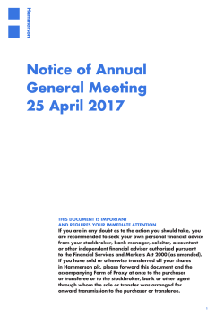 Notice of Annual General Meeting 25 April 2017