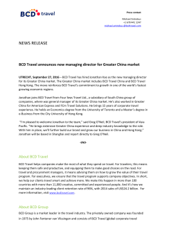 BCD Travel announces new managing director for Greater China