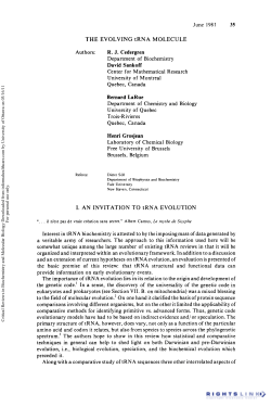 The Evolving Trna Molecul
