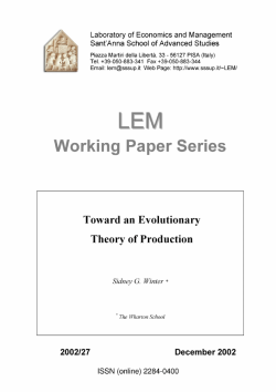 Toward an Evolutionary Theory of Production