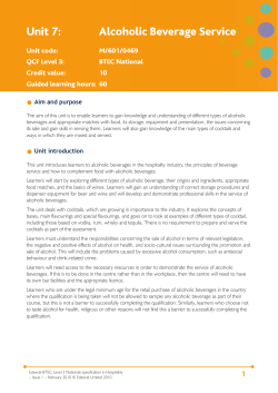 Unit 7: Alcoholic Beverage Service