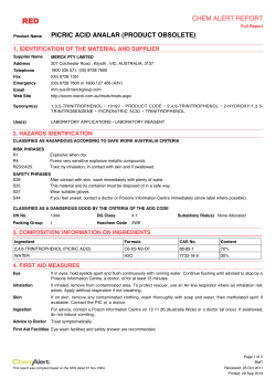 CHEM ALERT REPORT PICRIC ACID ANALAR (PRODUCT