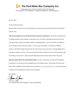 2017 Price Increase Announcement