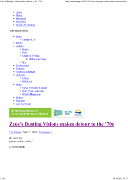 (Zeus\222s Busting Visions makes detour to the \22270s |)