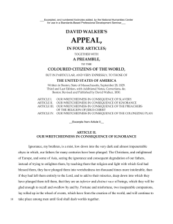 David Walker`s Appeal - National Humanities Center