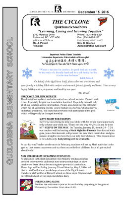 Newsletter No. 9, December 15, 2015