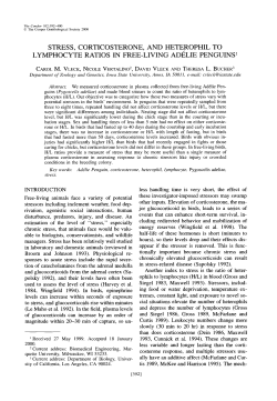 Stress, Corticosterone, and Heterophil to Lymphocyte Ratios in Free