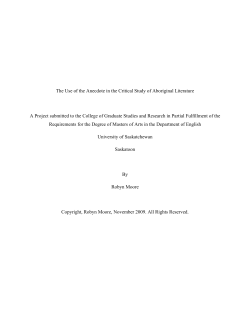 The Use of the Anecdote in the Critical Study of Aboriginal Literature