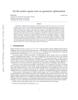 On the matrix square root via geometric optimization