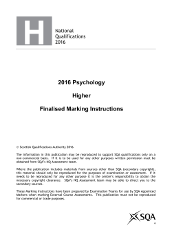 2016 Psychology Higher Finalised Marking Instructions