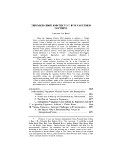 CRIMMIGRATION AND THE VOID FOR VAGUENESS DOCTRINE