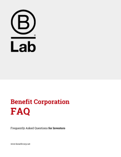 Benefit Corporation 101